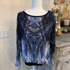 NWT! Minus Redefined Scandinavian Blue Pattern Top